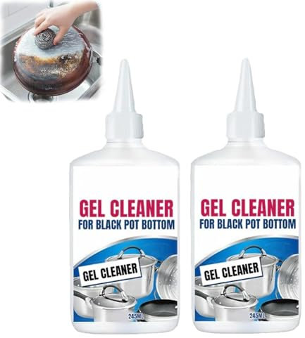 Detergente in gel per fondo di pentole nere, detergente in gel per fondo di pentole, detergente per pentole in acciaio inox, detergente per pentole senza sforzo per pentole bruciate (2 pezzi)