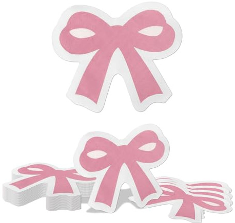 Kotkiddy 20 Pezzi Tovaglioli Rosa Fiocco, Adatti per Articoli per Feste Fiocco, Festa Ragazze Rosa, Decorazioni Festa di Addio al Nubilato, Fidanzamento della Sposa, Baby Shower