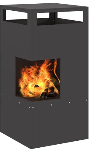 vidaXL Stufa da Fuoco Industriale da Esterno Nero Acciaio Laminato a Freddo 50 x 100 cm Durevole Resistente alla Ruggine Design Aperto per Ventilazione Efficiente Perfetto Come Focolare per Balcone e