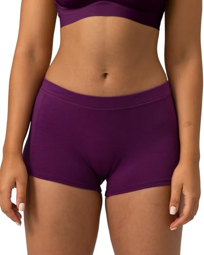 Merino Protect Merino Wool Underwear Women Odor Resistance Boxer Briefs Breathable Boy Shorts for Long Flight Hiking Plum