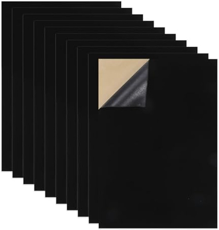 10PCS Black Velvet Adhesive Felt Fabric, A4 Sticky Back Sheets, Velvet Fabric Sheets, Self Adhesive Felt Sheet for Art and Crafts, Jewelry, Box Drawer Liner, Craft Making
