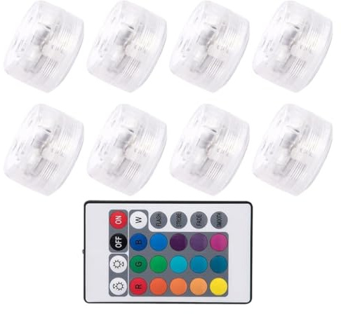 Veemoon Luces LED Sumergibles para Piscina con Control Remoto 8 Unidades RGB Impermeables Ip68 Carcasa ABS Transparente para Fuentes Estanques y Decoración Subacuática Nocturna