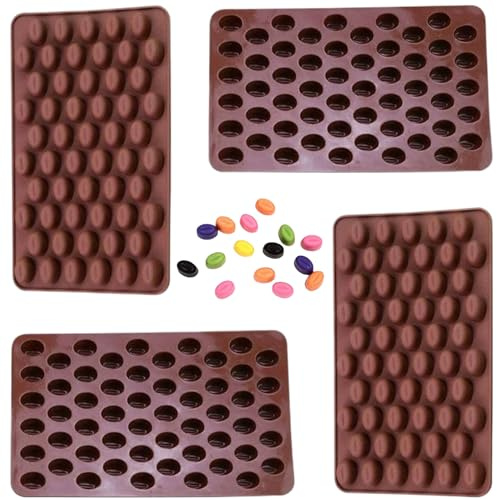 Moldes para pastillas 4 piezas 7x4 55 cavidades de silicona mini granos de café moldes de chocolate bandeja para hornear DIY para trufas, dulces y pastillas de chocolate