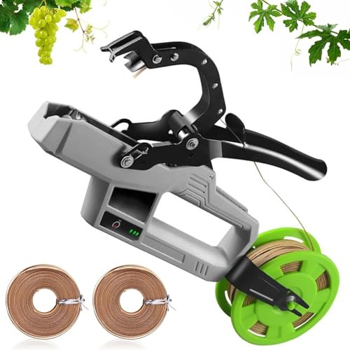 Máquina Atadora Eléctrica para Plantas, Atadora de Viñas Inalámbrica con 2 Rollos de Alambre, 6000 Ataduras por Carga y Capacidad 45mm, Herramienta Profesional para Viñedo, Uvas y Tomates