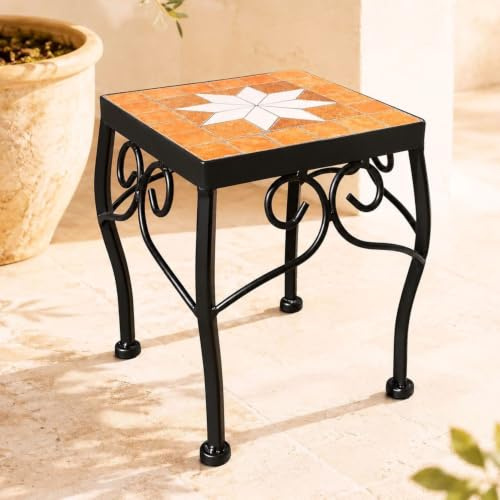 DanDiBo Tabouret Porte-Fleurs Merano Mosaïque 12015 Support de Fleurs 21 cm Tabouret Carré Table d'appoint