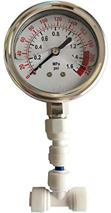 Malida Stainless Water Pressure Test Gauge, Water Pressure Detector for Aquarium Meter 0-1.6MPa 0-220psi Reverse Osmosis System Pump with 1/4.
