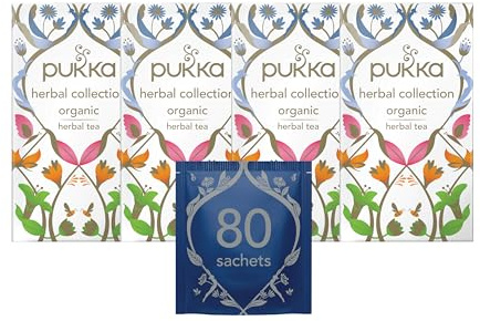 Pukka Herbs | Herbal Collection Tea Box | Selection Of Five Organic Herbal Teas | Variety For Any Time Of Day Including Sleep Tea | Caffeine Free | 4 Packs | 80 Plant Based Biodegradable Tea Bags
