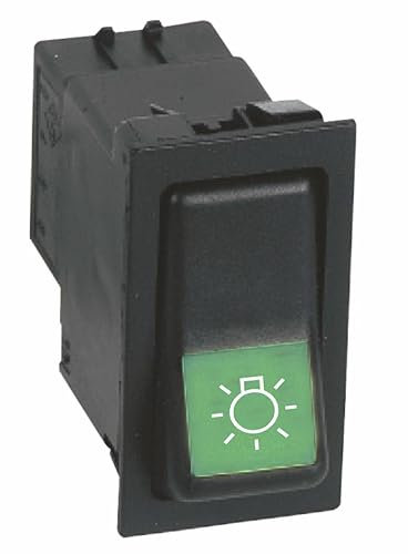 Ama Interruttore Basculante OFF-ON-ON 12V per Luci di Posizione – Dima 50x26 mm, Illuminazione Verde, Plastica Nera e Design Compatto, Made in Italy