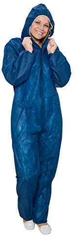 10 x Einweg Overall Blau Gr. L | Maleroverall Schutzanzug für leichte Malerarbeiten, Lackierarbeiten, Reinigungsarbeiten | Maleranzug Schutzkleidung Lackieranzug Einweganzug Overall mit Kapuze