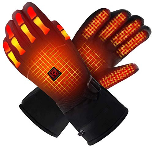 QILOVE Heated Gloves for Women and Men 7.4V Rechargeable Heated Warm Gloves Winter Hand Warmers Bulk for Outdoor Work Hunting Camping Skiing(Black-7.4V XL)