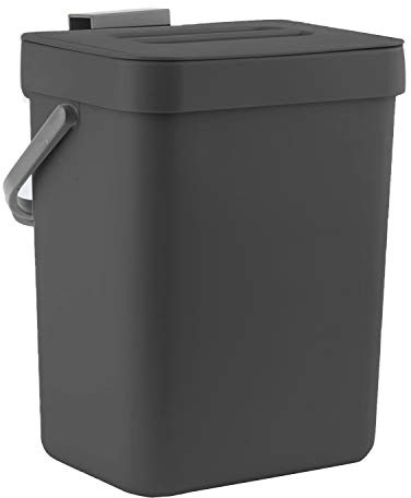 LALASTAR Mini Countertop Trash Can, Compact Waste Basket Garbage Can, Small Trash Bin with Lid for Desk/Office/Dorm, 3L/0.8 Gal, Black