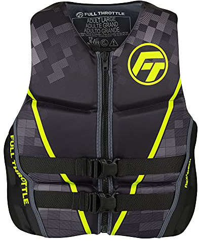 Full Throttle Adult Rapid Dry Flex Back Life Jacket, Green, Large