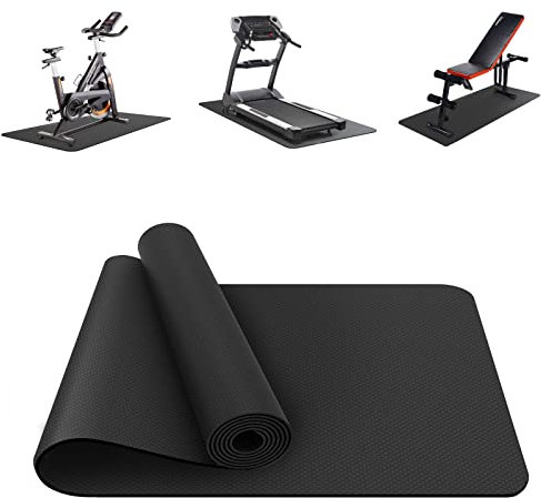 Treadmill Mat, Exercise Equipment Mat Heavy-Duty Protective Floor Mat for Under Stationary Bike, Spin Bike, Fitness Equipment, 180cm x 75cm, Black