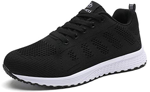 Youecci Damsneakers, träning, luftdämpning, andningsbart nät, halkfria, gymnastikskor, löpning, B svart, 39 EU