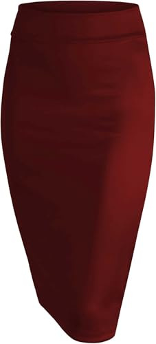 Oh! Pretty Jupe Crayon Mi-longue avec Taille Elastique Séparée - Longueur Genou 63,5 cm - Plusieurs Designs - Courbe de Grande Taille 36-50