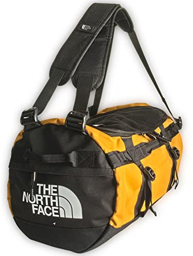 The North Face Gilman Duffel, strapazierfähige Sporttasche mit Rucksack-Schulterriemen und gepolsterten seitlichen Tragegriffen, Schwarz/Gelb, Größe S, 50L (TNF)