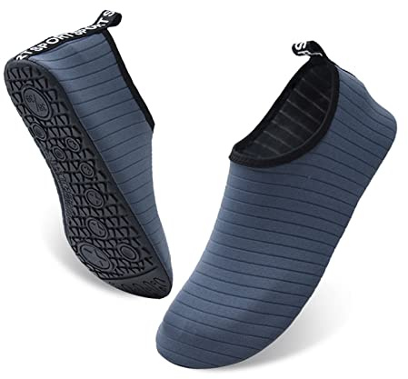 AUFIKR Water Shoes Quick-Dry Beach Swim Surf Shoes for Women Men Pool Camping Beach shoes (Grey, uk_footwear_size_system, adult, women, numeric_range, medium, numeric_8_point_5, numeric_9_point_5)