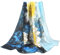 ANDANTINO Schal aus 100% reiner Maulbeerseide, 110 cm, groß, quadratisch, leicht, Kopftuch und Schal, für Damen, mit Geschenkverpackung, Blaue und goldene Blumen, 42