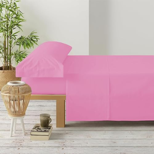 GREATOYAR Juego de Sábanas, Set de Sabanas con 3 Piezas, 1 Sábana Bajera, 1 Sábana Encimera y 1 Funda de Almohada Larga, 3 Piezas, 100% Poliéster, para Cama 135x190cm, para Cama 135x200cm, Rosa