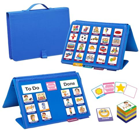 BOHEMIABY Pädagogisches Lernspielzeugbuch, Wochenplaner Kinder, Autismus Belohnungstafel Kinder, Kalender Visueller Zeitplan Kleinkinder Zeitplankarte für Home School (Blau)