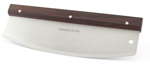 Hanseküche Tagliapizza - Lama in acciaio inox da 32 cm - Elegante manico in legno di acacia, coltello per pizza, coltello per pizza con protezione della lama