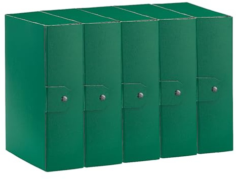 Esselte C30 Eurobox 390330180 - Carpeta proyectos para archivar, cierre con botón, 25 x 35 cm, lomo 10 cm, verde, paquete de 5 unidades