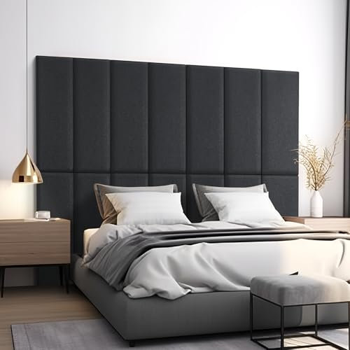 [neu.haus] Wandkissen Carpino 2er Set 90 x 30 cm Wandpolster Textil Schwarz Wandpaneele gepolstert Kopfteil für Bett Polsterpaneel zum Kleben