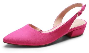 DREAM PAIRS Escarpins pour femme avec bride arrière et talons bas et bout pointu pour mariage ou fête, rose, 40.5 EU