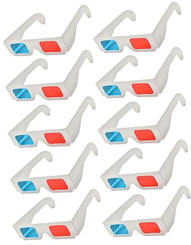 jojofuny 10piezas Gafas De Papel Rojo y Azul De Livianas y Portátiles Para Ver Películas y Videos Accesorios Divertidos Para Niño Niña y Adultos