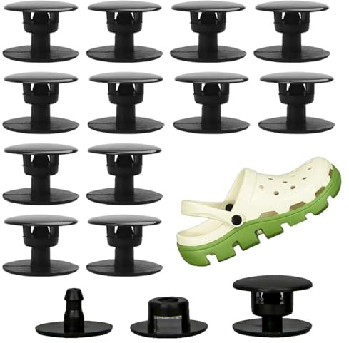 WUSJCOF 12 piezas Botones de plástico a presión, corchetes de presion, Repuestos de remaches para correas, Reparación de zapatos tipo clog, Remaches para Zapatos, Pop-Remaches-decoración (Negro)