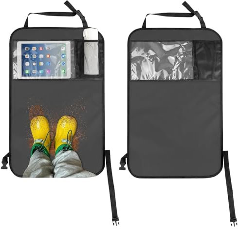 DUDSOEHO Auto Rückenlehnenschutz Kinder 2 Stück – 600D Oxford Schutz Wasserdichter Rücksitzschoner mit Tasche, Kickmatte für Vordersitz Rückseite