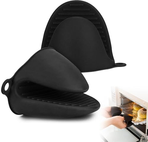 1 Paire Gant de Cuisine épais en Silicone,Gants de Four Résistant à la Chaleur, Gants de Cuisine Antidérapants, Gant Cuisine Anti Chaleur pour Cuisiner, Barbecue, Cuisson, Noir