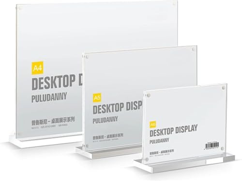Schmalz Acryl Tischaufsteller T-Form – Stabile Displayhalterung für Werbung & Präsentation, Büro & Geschäft (A6 Quer)