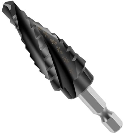 Broca escalonada de 6 a 19 mm de diámetro, broca cónica HSS, broca para chapa en espiral, M35, acero rápido de cobalto, cuatro pasos, para madera, plástico, acero inoxidable y metal