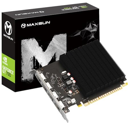maxsun Grafikkarten GT 730 Externe Grafikkarte Nvidia GPU für Computer PC GDDR3 ITX Design PCI Express DVI-I, HDMI, VGA, 4K (4GB 4xHDMI)