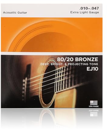 Corde Chitarra Acustica | Corde per Chitarra Acustica | Corde Acustica | EJ10 Set Corde Acustica EJ 80/20 BRZ RND WND, 10-47