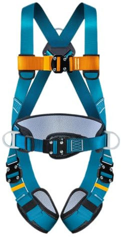 Arnés de protección de caída: cinturón de escalada con arnés de seguridad de cinco puntos para hombres, función anti-caza de mujeres, rappel, trabajo al aire libre, correas de nylon, correas ajustable