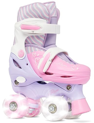 RAVEN Rollschuhe Roller Skates Kinder Mädchen OPTIONAL 2in1 mit Schlittschuhen verstellbar (Loret ohne Kufen, 34-37 (21,5cm-24cm))