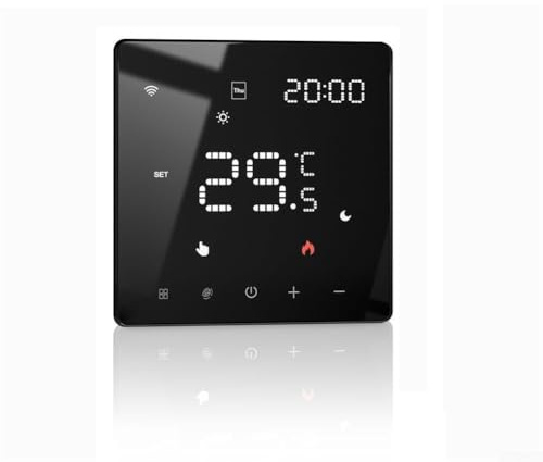 Termostat fortuya smart grafen elektrisk, golvvärme gaspanna temperaturkontroll 82 med smart röststyrning för hem (svart vatten/gas)