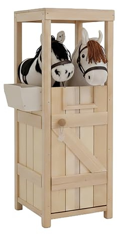 Relaxdays Casina per Cavalli con mangiatoia, HBT 97x35x25 cm, Legno Naturale