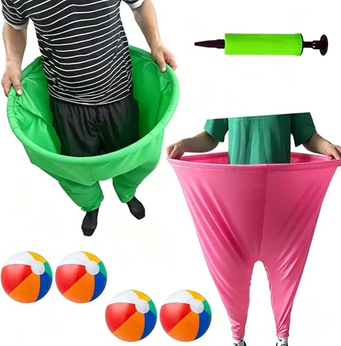 2 stycken farmor-byxor terrassspel, utomhusspel för vuxna kastspel utomhus, med 4 × hoppbollar och 1 × ballongpump, jumbobyxor, trädgårdsspel för utomhuslekar, gruppbildning