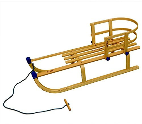 Rix Holzschlitten Davos 100 cm, Set mit Lehne und Leine