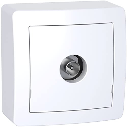 Schneider Electric - Alréa, Prise TV simple mâle blindée, 1 sortie avec cadre saillie, blanc polaire - ALB62311P