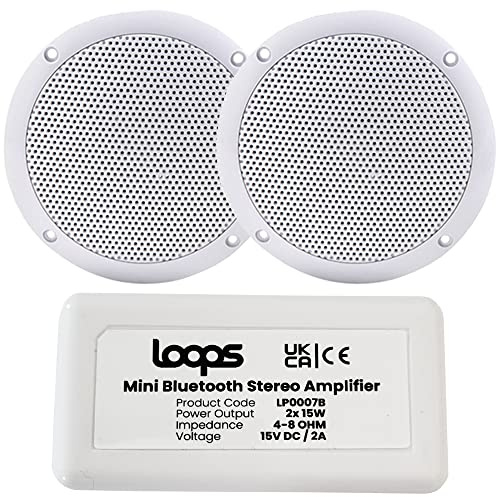 Loops trådlös/Bluetooth-förstärkare och 2 x 80 W takhögtalare kit – kompakt hem Hi-Fi-förstärkare