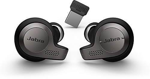 Jabra Evolve 65t True Wireless Earbuds - Microsoft Certified Earphones with Long-Lasting Battery Life - USB Bluetooth Adapter - Black