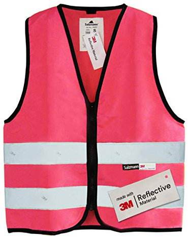 Salzmann 3M Warnweste für Kinder mit Reißverschluss | Hergestellt mit 3M Reflektierendem Material,Pink,XXS