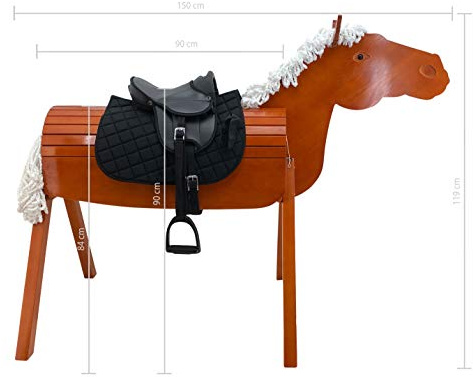Sweety Toys 13227 - Cavallo da giardino OTTO in legno, misura XL, con sella