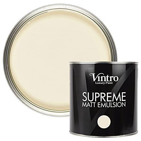 Vintro | Luxury Matt Emulsion | Yellow Cream | Smooth Chalky Finish | Multi Surface Paint | for Walls, Ceilings, Wood and Metal 2.5L (Buckingham)