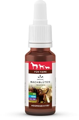 Lemon Pharma Bachblüten Tropfen Aggressivität für Tiere – Beruhigung, Anti Stress für Haustiere, für Katzen und Hunde, Bio & Vegan