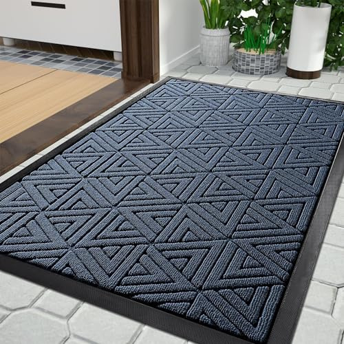 Yimobra Paillasson d'extérieur résistant et durable - Facile à nettoyer - Imperméable - 75 x 43 cm - Bleu